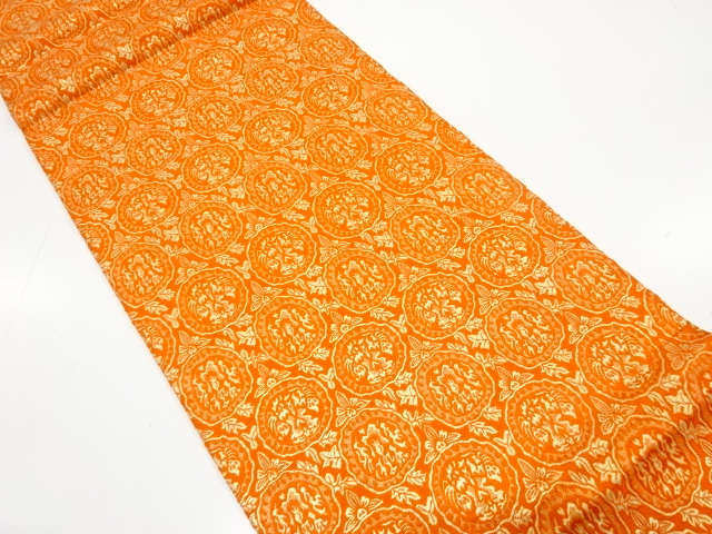 JAPANESE KIMONO / ANTIQUE OBI FOR DANCE / WOVEN FLORAL CREST